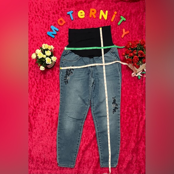 Ladies maternity 10 a:glow jegging embroidery flowers pants - Picture 10 of 15